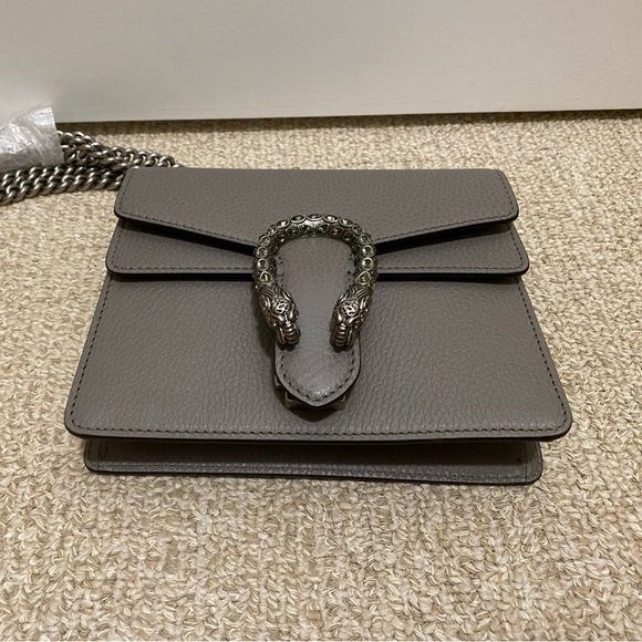 GUCCI Calfskin Dionysus Bag Dusty Grey Authentic Leather Handbag - Picture 2 of 9